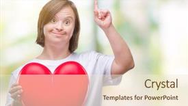  Presentation with down syndrome - Slides featuring down syndrome holding red heart background and a  colored foreground