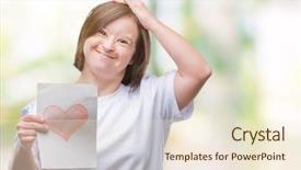  Presentation with dental down syndrome - Colorful presentation enhanced with down syndrome holding red heart backdrop and a  colored foreground