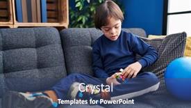  Presentation with down syndrome - Presentation design having down-syndrome-kid-playing background and a ocean colored foreground