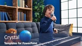  Presentation with down syndrome - Presentation theme consisting of down-syndrome-kid-singing-song background and a ocean colored foreground