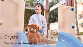  Presentation with down syndrome - Presentation design featuring down-syndrome-kid-smiling-confident background and a coral colored foreground