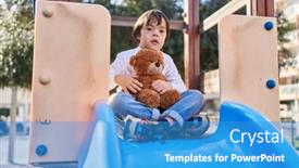  Presentation with down syndrome - PPT theme featuring down-syndrome-kid-smiling-confident background and a teal colored foreground