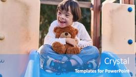  Presentation with down syndrome - Slide deck enhanced with down-syndrome-kid-smiling-confident background and a teal colored foreground