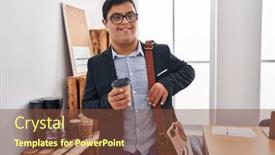 Presentation with down syndrome - Presentation theme enhanced with down-syndrome-man-business-worker background and a tawny brown colored foreground