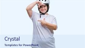  Presentation with hands down - Audience pleasing slide set consisting of down syndrome wearing safety backdrop and a  colored foreground