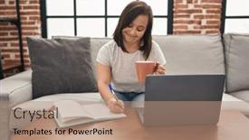  Presentation with down syndrome - Presentation design with down-syndrome-woman-smiling-confident background and a coral colored foreground