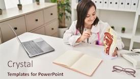  Presentation with respiratory system - Presentation theme featuring down-syndrome-woman-wearing-doctor background and a lemonade colored foreground