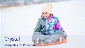  Presentation with 3d character sliding - Theme consisting of sliders - happy little girl sliding down background and a sky blue colored foreground