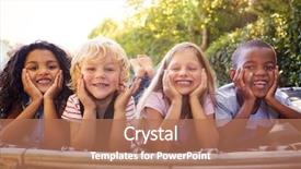  Presentation with kids garden - Amazing presentation design having down together on a trampoline backdrop and a coral colored foreground