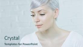  Presentation with close up of young girls - Theme featuring down trend - closeup portrait of daydreaming young background and a sky blue colored foreground