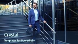  Presentation with outdoors - PPT theme having down trend - handsome successful businessman outdoors background and a ocean colored foreground