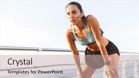  Presentation with sports - Slide set with down with hands on knees background and a  colored foreground