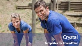  Presentation with hands down - Beautiful PPT layouts featuring down with hands on knees backdrop and a ocean colored foreground