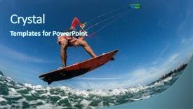  Presentation with sound waves wave oscillating - PPT layouts having downfall - kite surfer rides the waves background and a ocean colored foreground