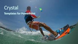  Presentation with rides - PPT theme consisting of downfall - kite surfer rides the waves background and a ocean colored foreground