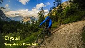  Presentation with mountain view - Beautiful theme featuring cyclist riding mountain bike backdrop and a tawny brown colored foreground