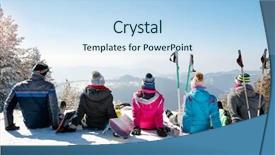  Presentation with mountain top - Colorful PPT layouts enhanced with suki day - group of friends enjoy backdrop and a sky blue colored foreground