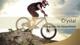  Presentation with cyclist - PPT theme with downhill - professional cyclist riding the bike background and a lemonade colored foreground