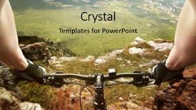  Presentation with bicycle - Slides featuring crank wheel machine working concept background and a light gray colored foreground.