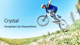  Presentation with mountain bike - Slides having downhill on the mountain bike background and a light blue colored foreground