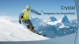  Presentation with mountains - Amazing slides having downhill slide - skier in high mountains backdrop and a light blue colored foreground