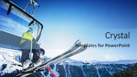  Presentation with lift - Colorful presentation design enhanced with downhill slide - skier on lift in mountains backdrop and a light blue colored foreground