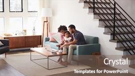  Presentation with baby sitting - Audience pleasing theme consisting of download - family with baby daughter sitting backdrop and a violet colored foreground