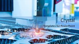  Presentation with download - Beautiful PPT theme featuring download preview laser cutting machine backdrop and a light blue colored foreground