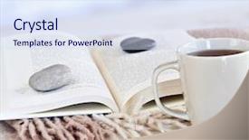  Presentation with tea cup - Slide deck having downtime - relaxing with a book background and a sky blue colored foreground