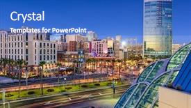  Presentation with quarter - Beautiful PPT theme featuring downtown - san diego california cityscape backdrop and a cobalt blue colored foreground