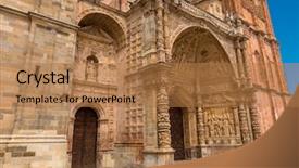  Presentation with diversity spain children - PPT theme having downtown abbey - detail of astorga cathedral astorga background and a coral colored foreground