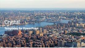  Presentation with brooklyn bridge - Slides enhanced with downtown aerial view with williamsburg background and a seafoam green colored foreground