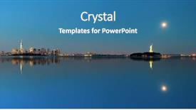  Presentation with liberty - Presentation theme with downtown and statue of liberty background and a  colored foreground