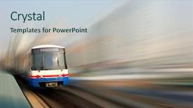  Presentation with commuter - Slides having downtown bangkok commuter skytrain background and a  colored foreground