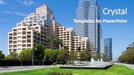  Presentation with downtown los angeles - Theme with downtown century city in los background and a teal colored foreground