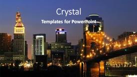  Presentation with cincinnati - Presentation enhanced with downtown-cincinnati-after-sunset background and a ocean colored foreground