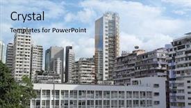  Presentation with building - Amazing theme having downtown city and old building backdrop and a light blue colored foreground