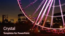  Presentation with wheel - Amazing slide deck having downtown city during the evening backdrop and a wine colored foreground