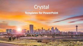  Presentation with colorado - PPT layouts featuring downtown city skyline at dawn background and a coral colored foreground