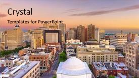  Presentation with baltimore - Cool new presentation theme with downtown cityscape from mt vernon backdrop and a coral colored foreground