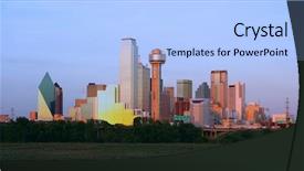  Presentation with texas - Presentation theme having downtown dallas texas at dusk background and a light blue colored foreground