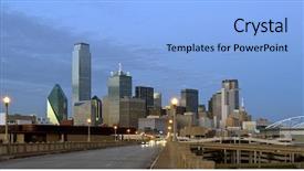  Presentation with speed camera in night - Presentation theme with downtown dallas texas at night background and a light blue colored foreground