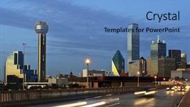  Presentation with texas - Cool new PPT theme with downtown dallas texas at night backdrop and a teal colored foreground