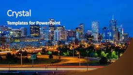  Presentation with free colorado - PPT theme having downtown denver colorado at night background and a cobalt blue colored foreground