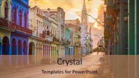  Presentation with church people - Presentation design consisting of downtown havana - with unrecognizable people background and a coral colored foreground