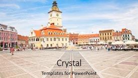  Presentation with brasov - Presentation theme having downtown in brasov romania background and a lemonade colored foreground