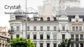  Presentation with street - Cool new PPT layouts with downtown in bucharest romanian backdrop and a white colored foreground