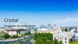  Presentation with street - Presentation theme with downtown in bucharest romanian background and a  colored foreground