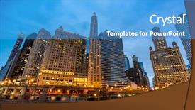  Presentation with city chicago - PPT layouts with downtown in chicago city illinois background and a teal colored foreground
