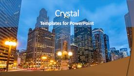  Presentation with city chicago - PPT theme enhanced with downtown in chicago city illinois background and a teal colored foreground